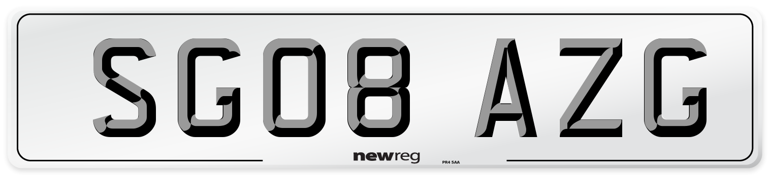 SG08 AZG Number Plate from New Reg